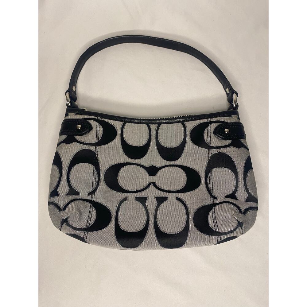 Coach Daisy Outline Signature Hobo Small Shoulder Bag Black Gray Y2K Classic - Picture 2 of 9